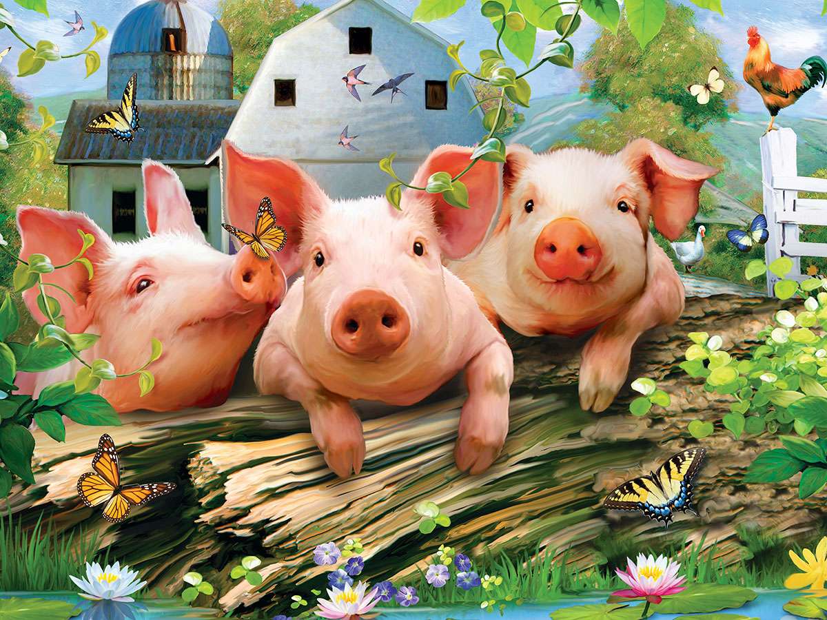 Trois petits cochons sont allés se promener puzzle en ligne