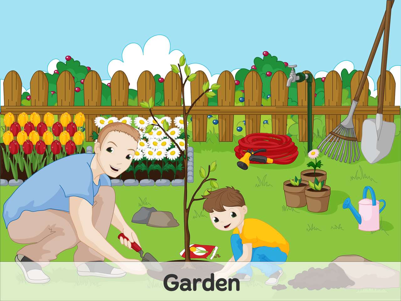 Работа в градината онлайн пъзел
