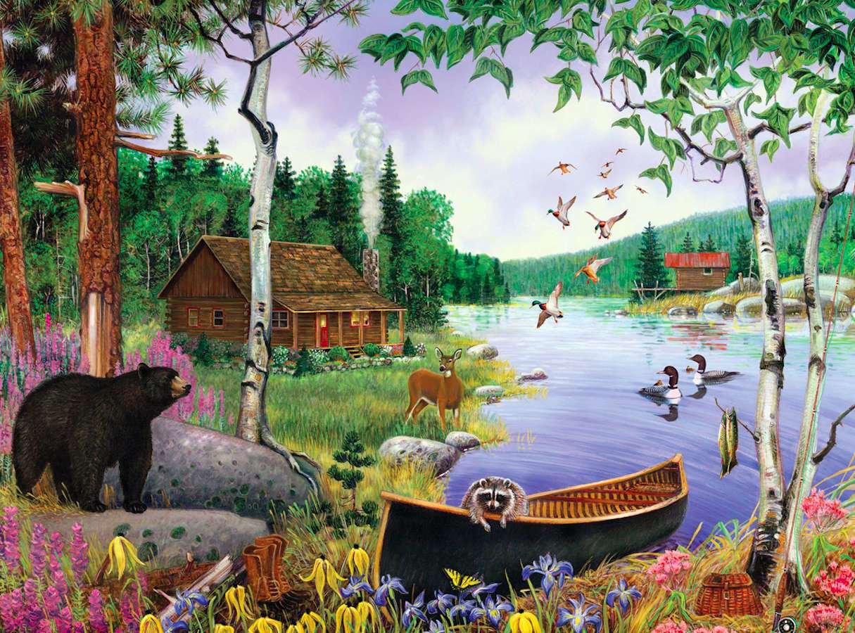 Meeting a bear, where is the angler? jigsaw puzzle online