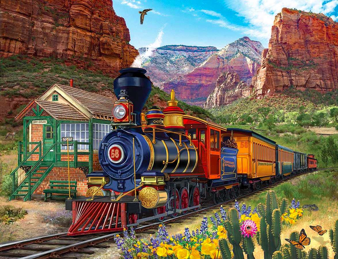 A small station among the mountains in a canyon jigsaw puzzle online