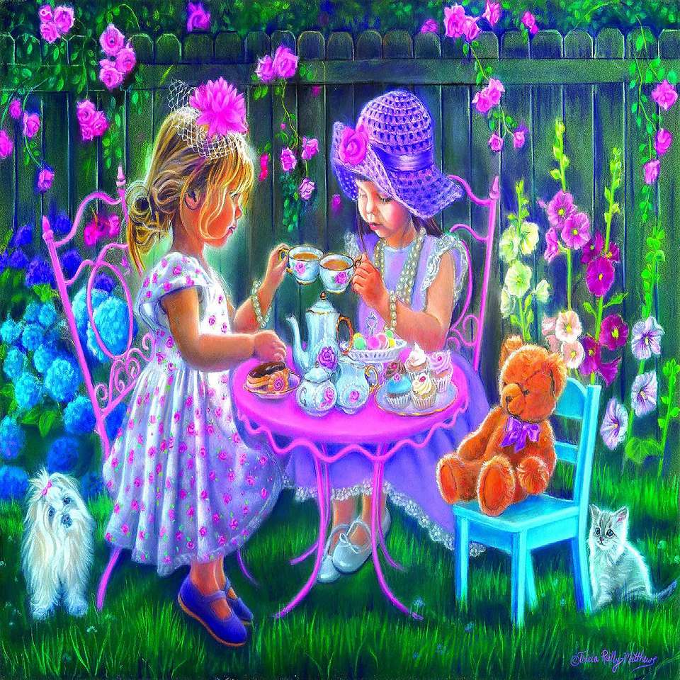 Thé dans le jardin avec des amis puzzle en ligne