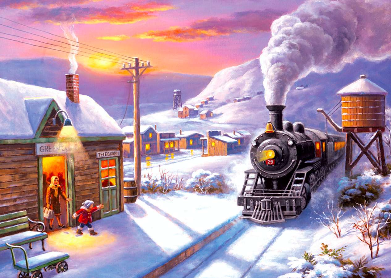 Village Station ricoperta di neve puzzle online