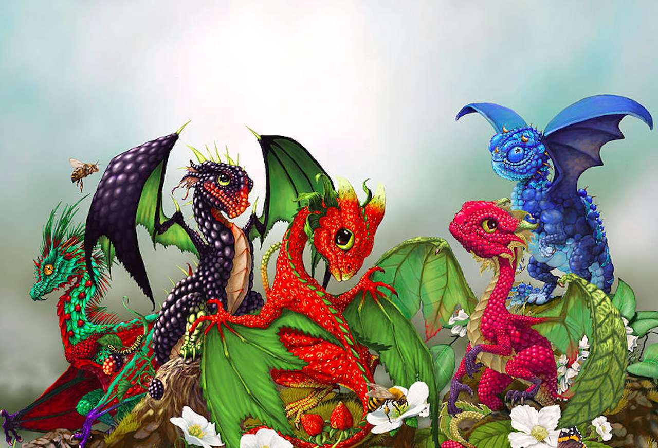 Tremble-Strawberry little dragons jigsaw puzzle online