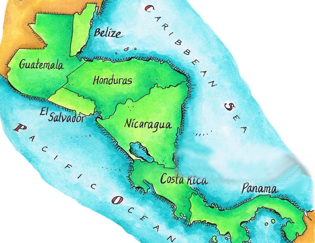 Karte von Mittelamerika Puzzlespiel online