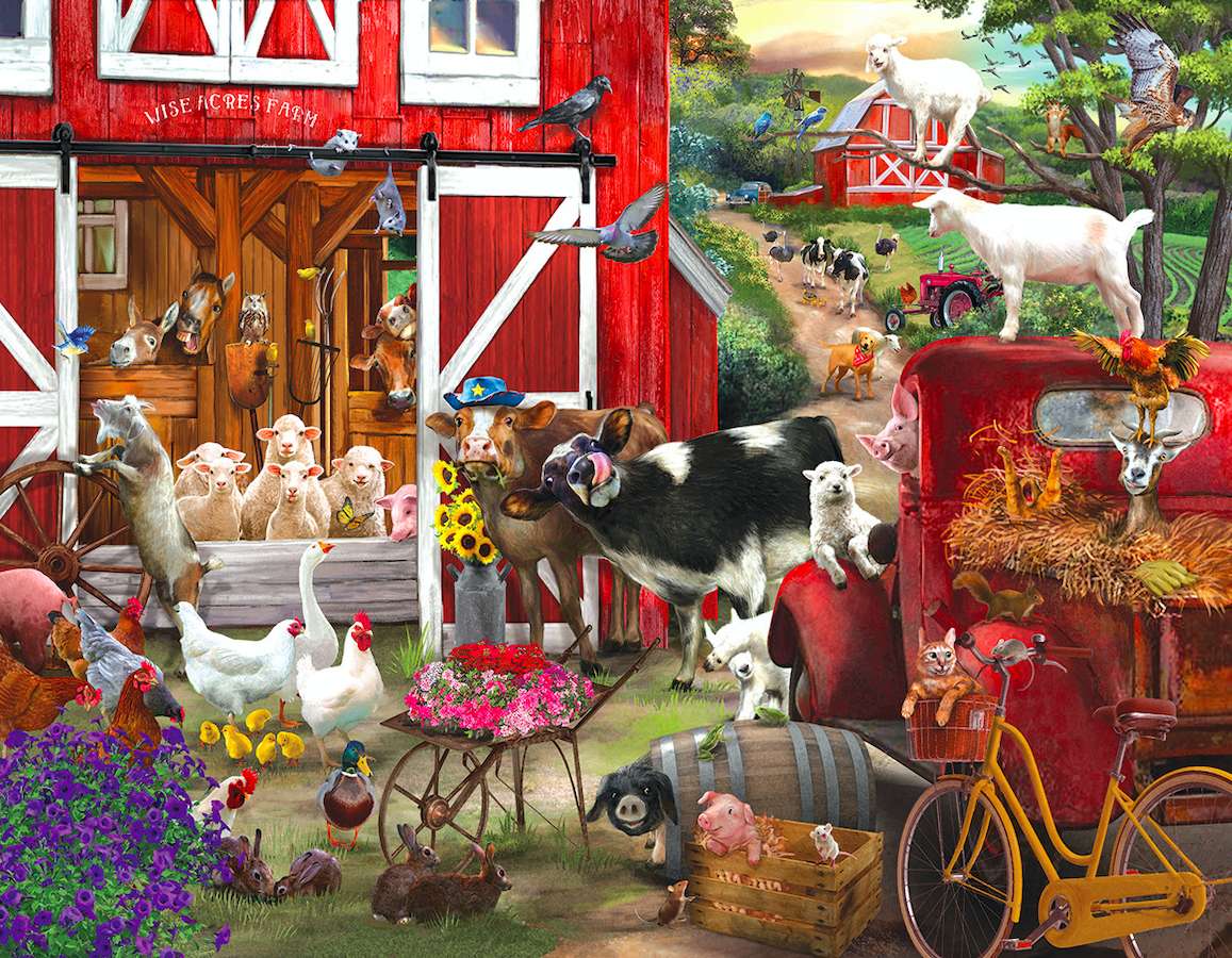 Une ferme pleine d'animaux de rencontre puzzle en ligne