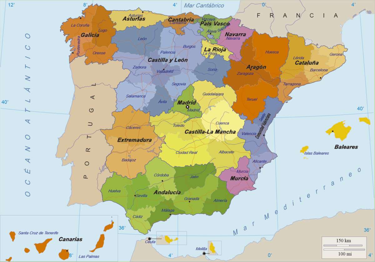 Карта Іспанії пазл онлайн