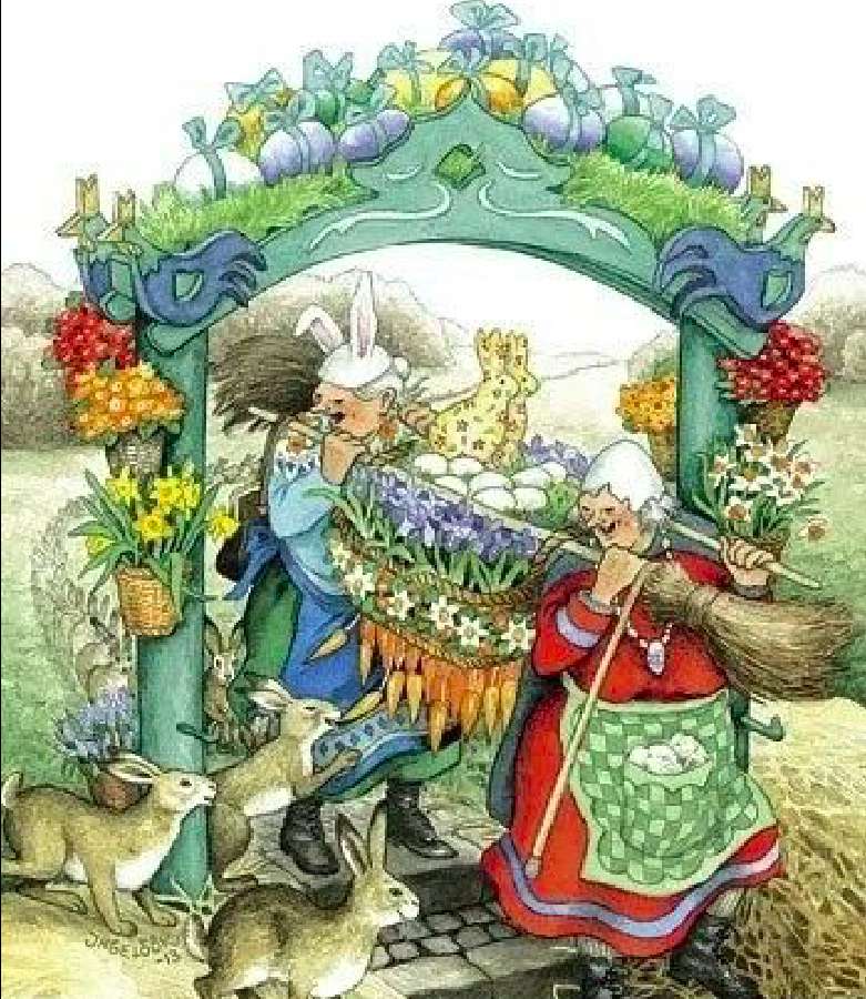 Crazy Grannies-Święconka Pasqua puzzle online