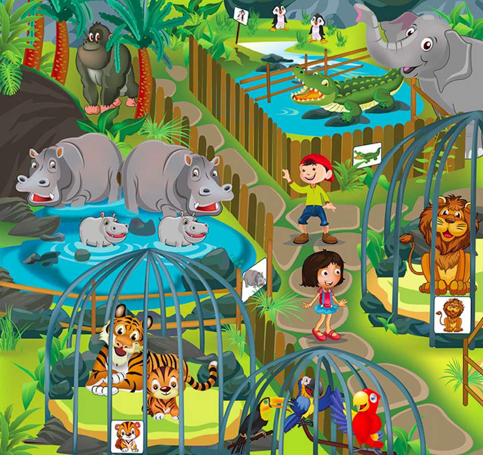 Ett besök i djurparken Pussel online
