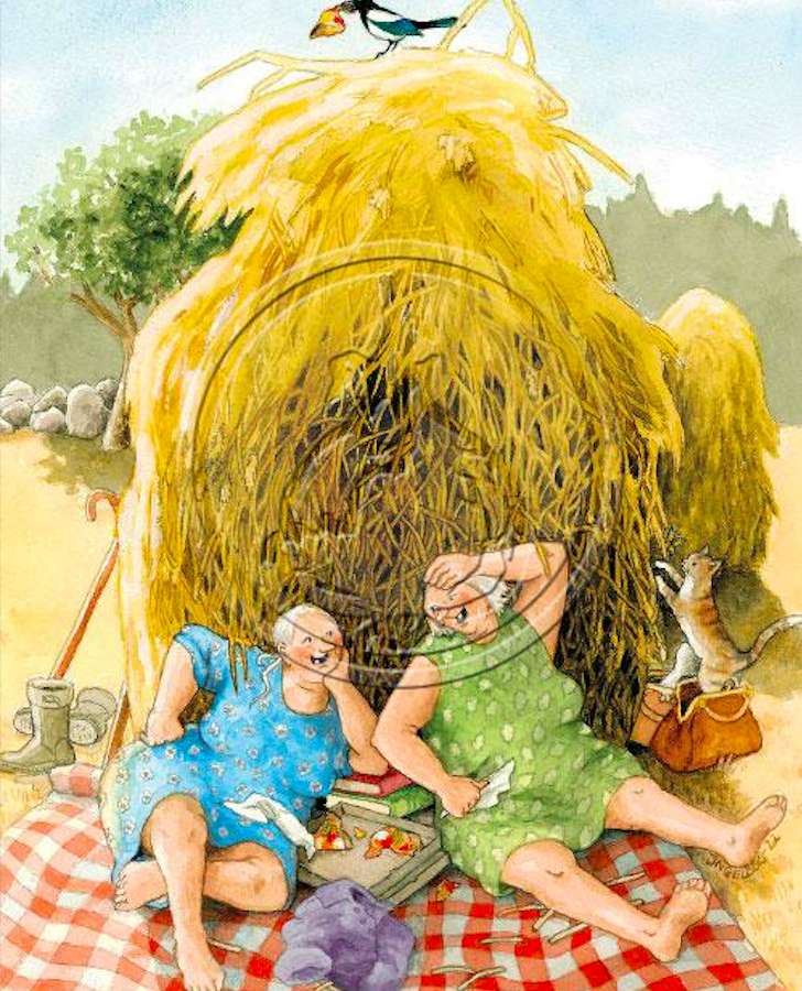 Galen mormor-picknick under höstacken :) Pussel online
