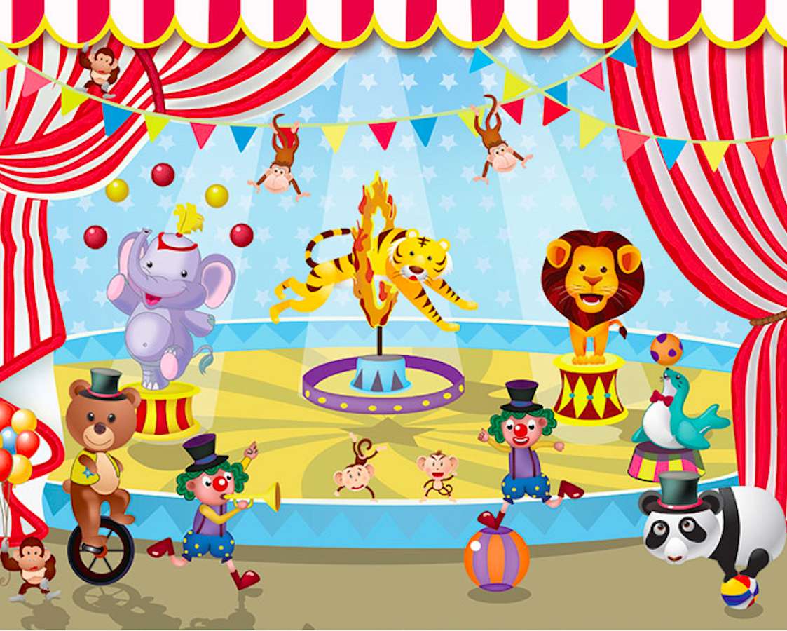 Cirkusföreställning av djur Pussel online