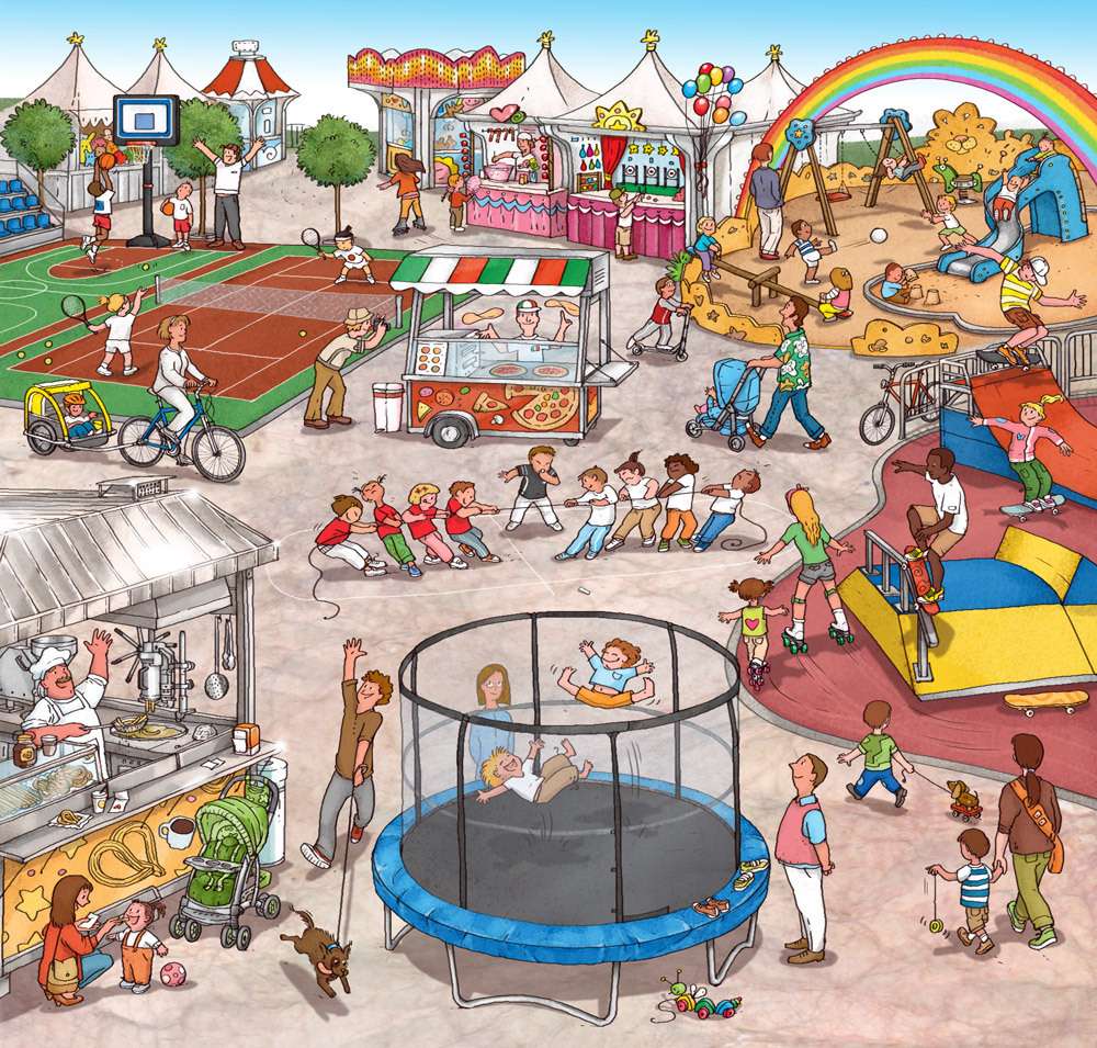 Divertimento pazzesco in un parco divertimenti puzzle online