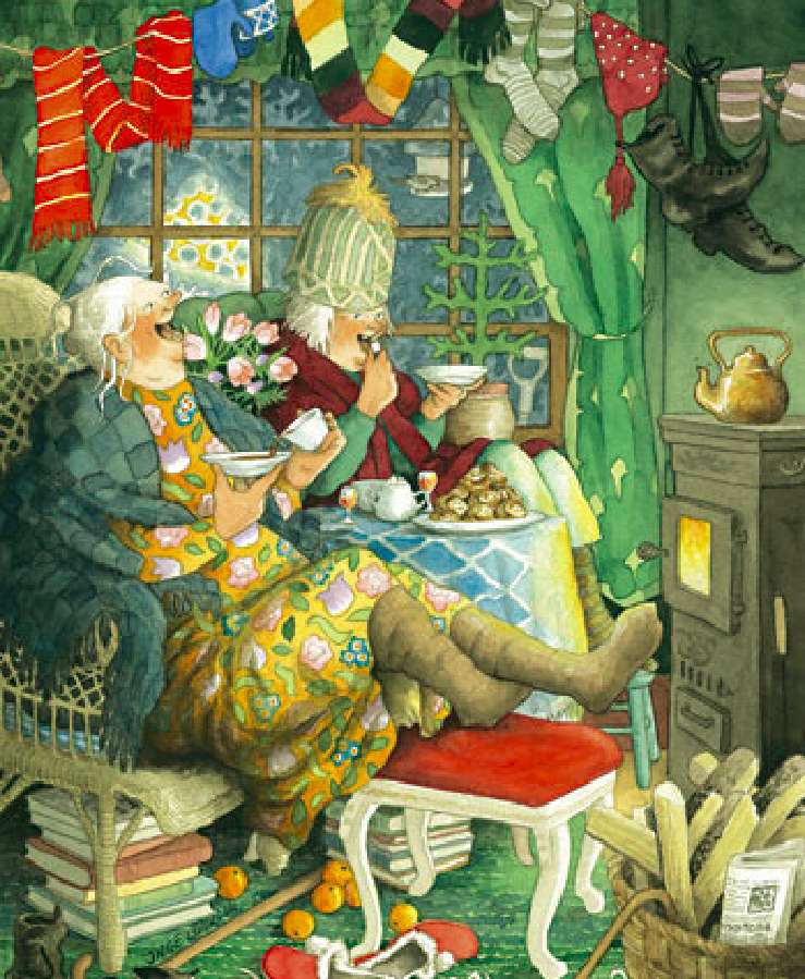 Crazy Grandmothers - jackdaw, tincture, fireplace online puzzle