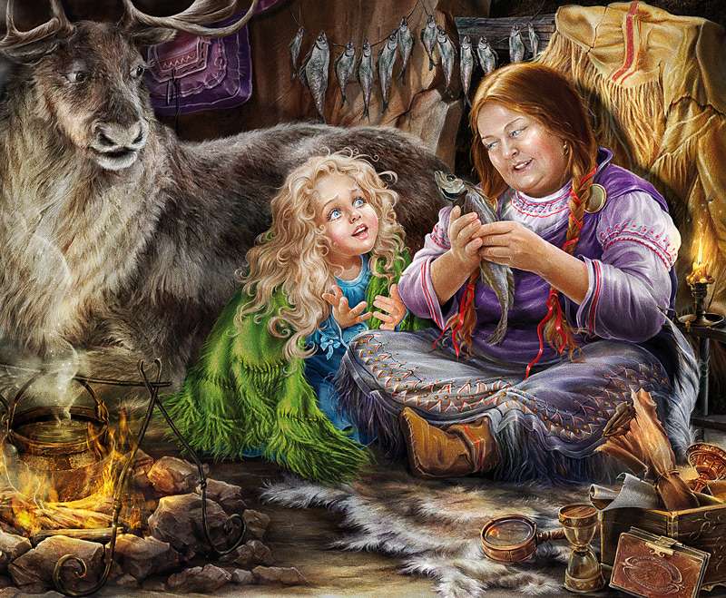 Conte de fées d'Andersen-Ger avec un renne dans un cottage esquimau puzzle en ligne