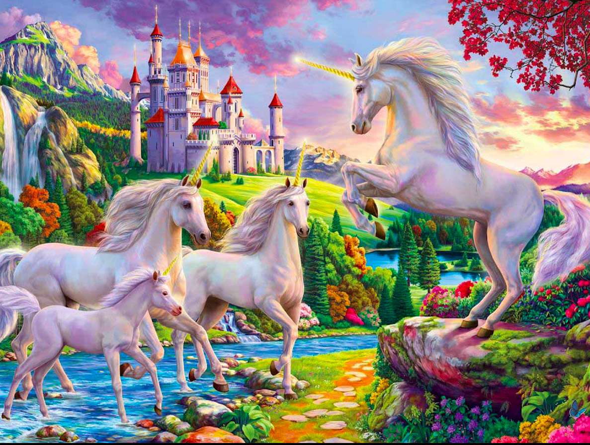 Unicorni în castel jigsaw puzzle online