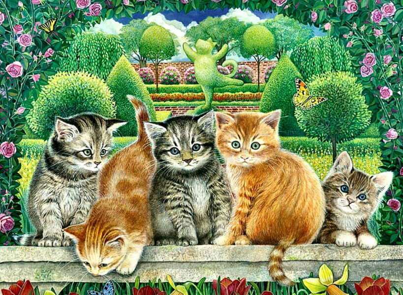 Kätzchen auf einem Zaun #234 Puzzlespiel online
