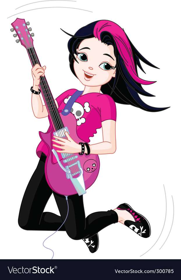 Puzzle Dziewczynka na gitarze skládačky online