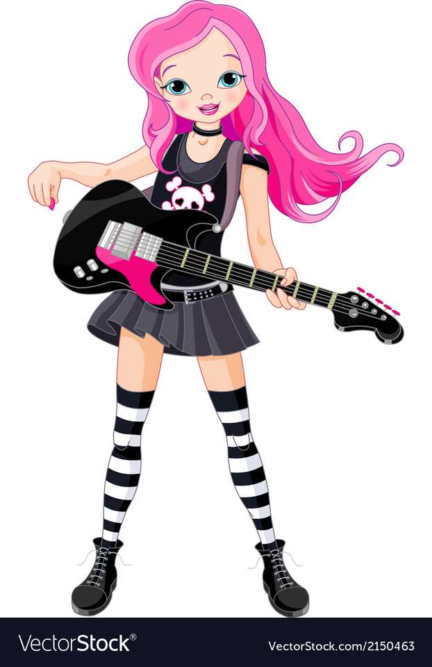 Dziewczynka gra na gitarze pussel Pussel online