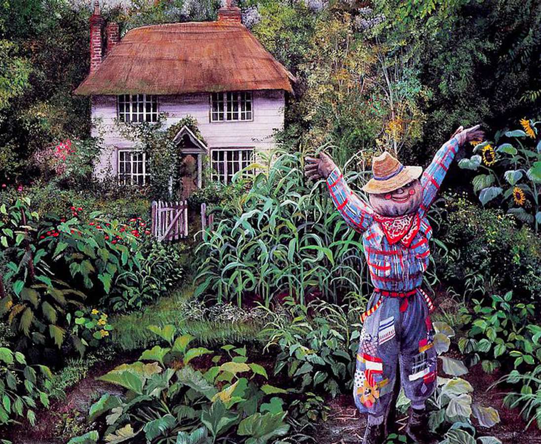 Happy Mr. Fear and a charming house jigsaw puzzle online