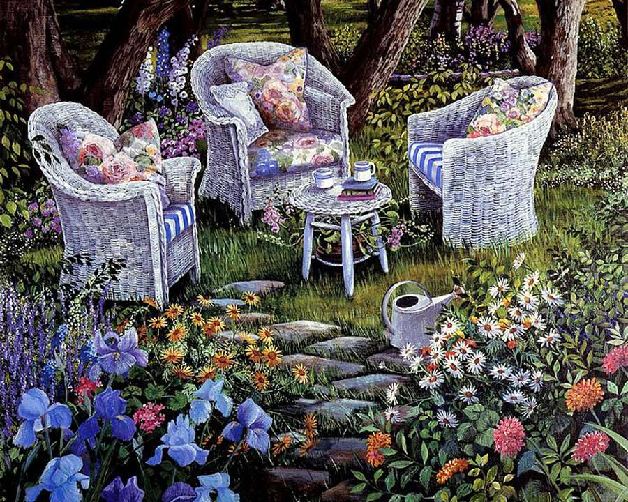 Garden seating area, wonderful place online puzzle
