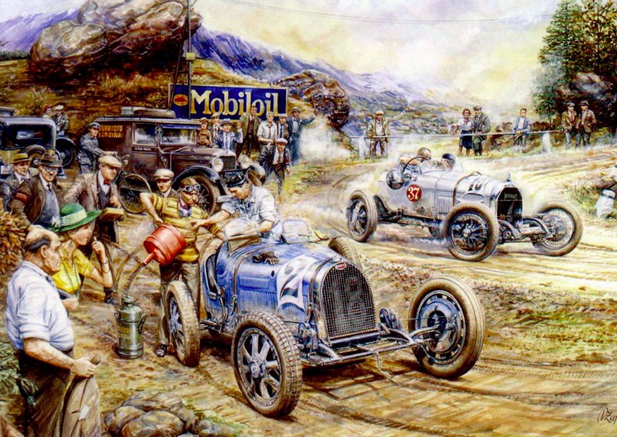 Storia 1929 Semmering Austria. Tazio Nuvolari e B. puzzle online