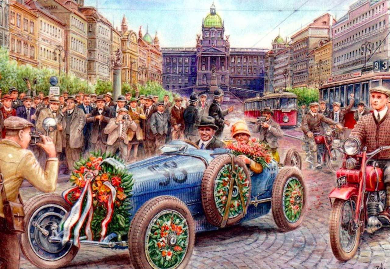 1928 Prag - Vaclav Zapadlik Vinnare av Bugatti-rallyt pussel på nätet