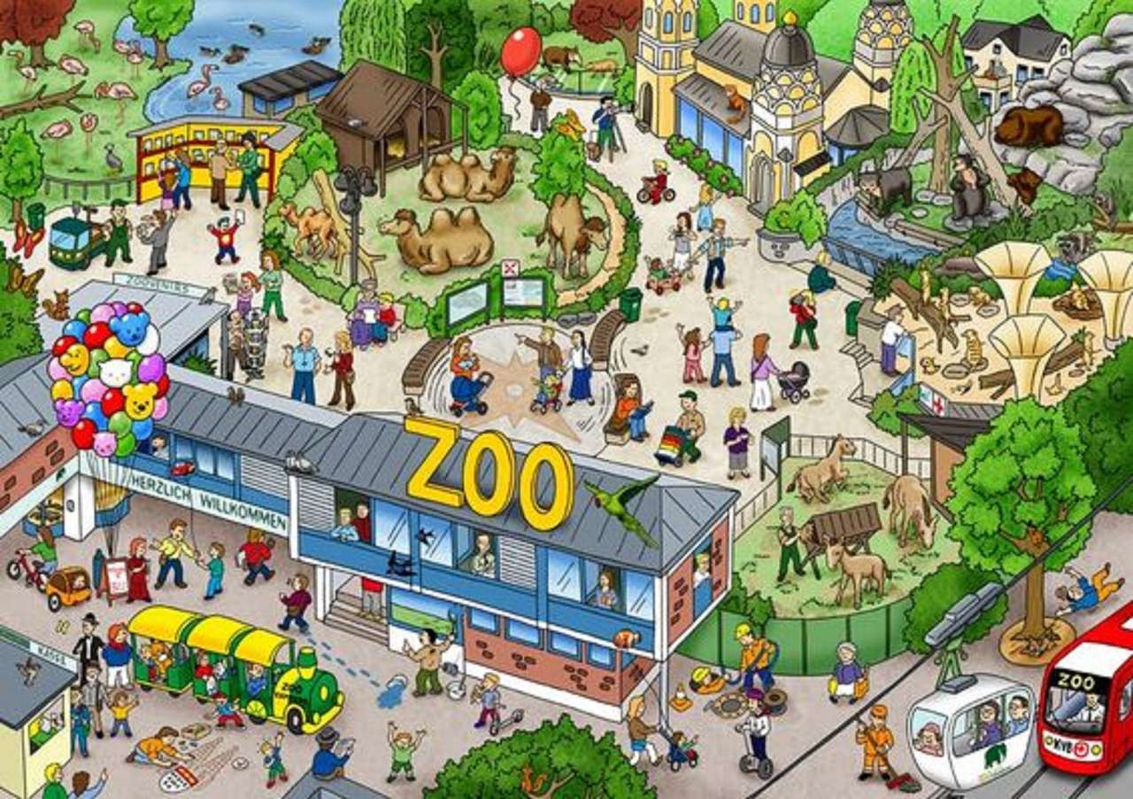 O vedere de pasăre a grădinii zoologice jigsaw puzzle online
