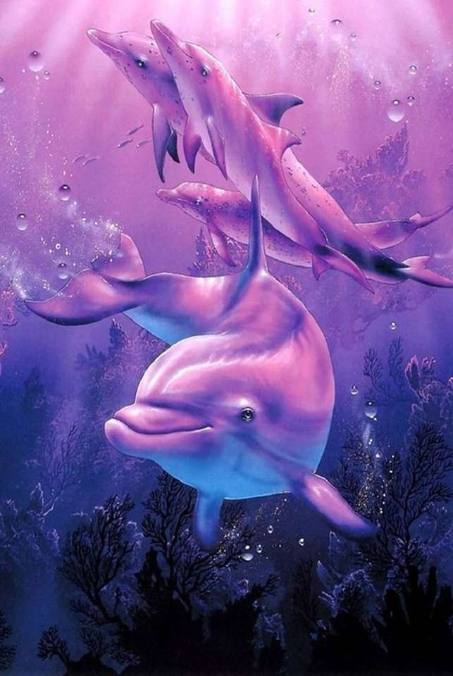 Розовый дельфин онлайн-пазл