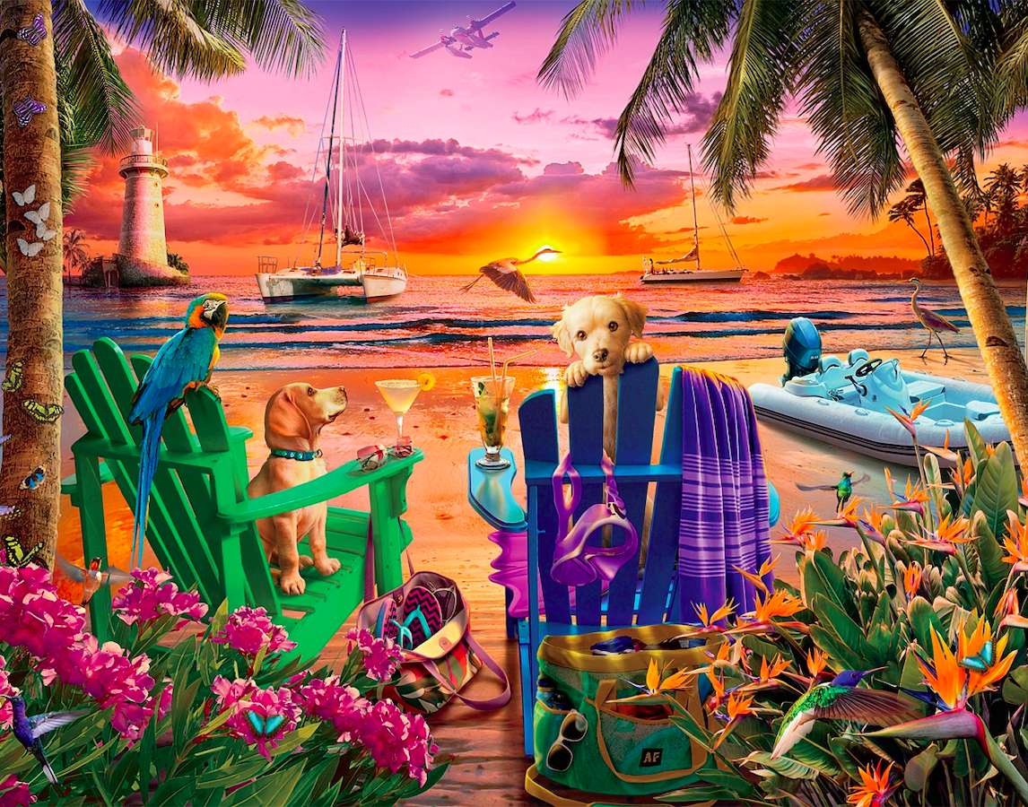 Welpen im Paradiesurlaub, ein Wunder Puzzlespiel online