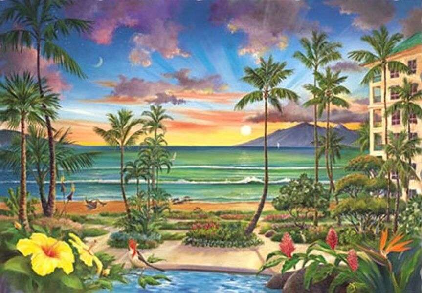 sunset at the beach online puzzle