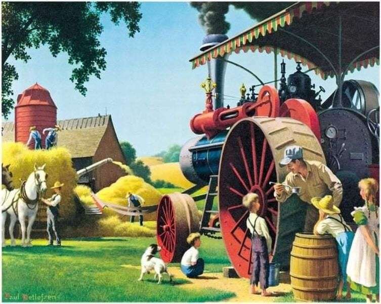As crianças visitam seu pai na fazenda puzzle online