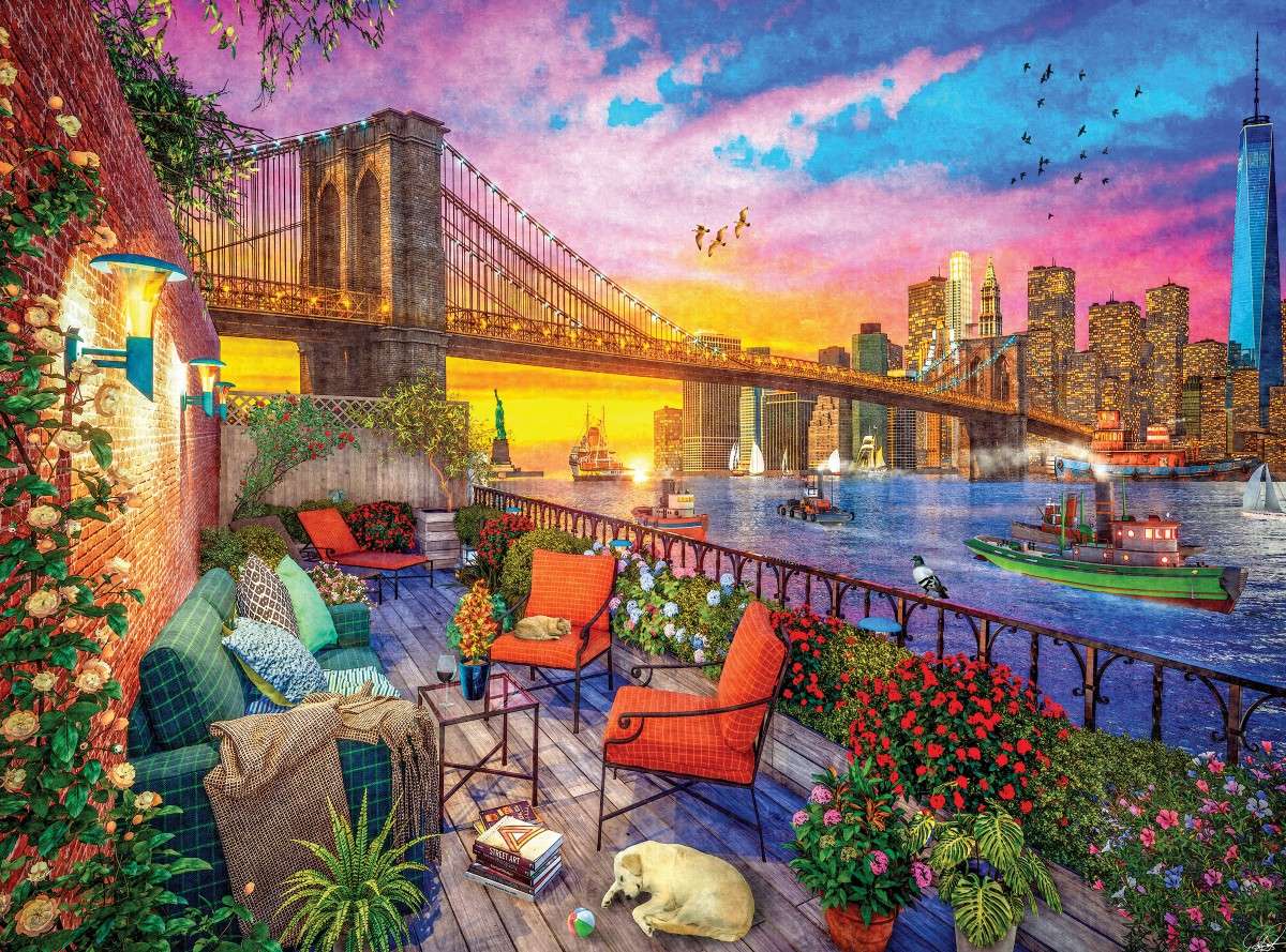 Coucher de soleil sur le balcon de Manhattan puzzle en ligne