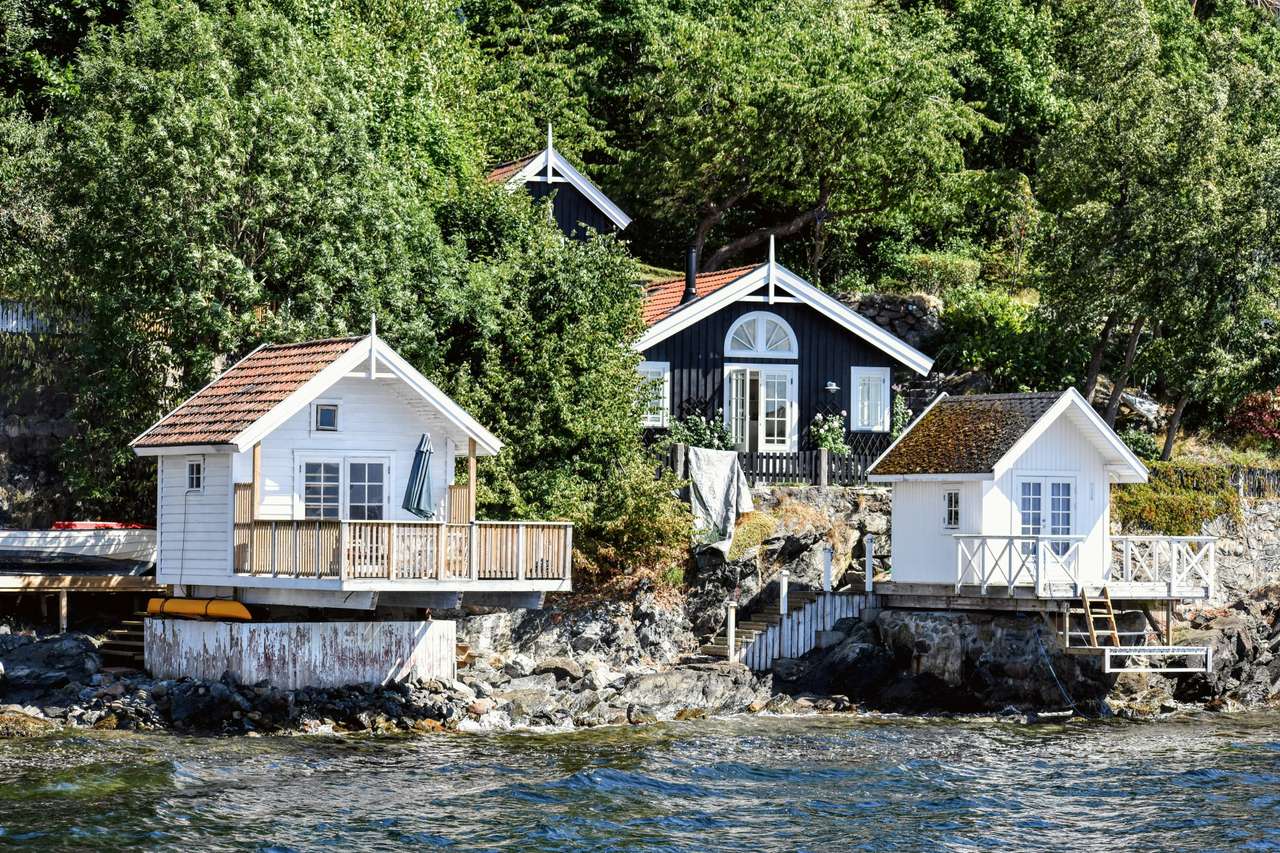 Fischerhütten in Oslo, Norwegen Puzzlespiel online