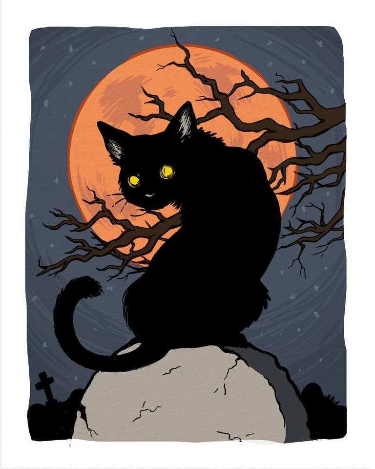 Halloweenská kočka online puzzle