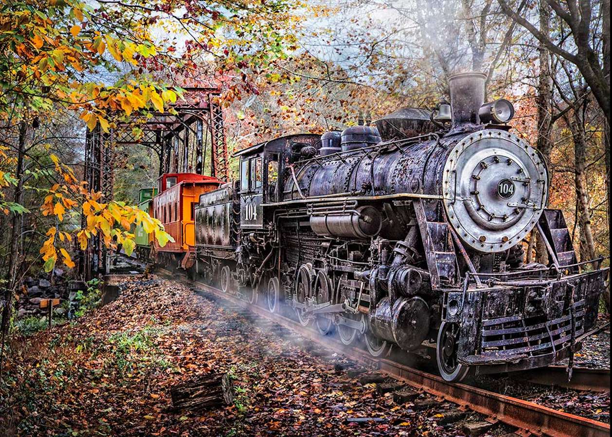 Осеннее путешествие на поезде пазл онлайн