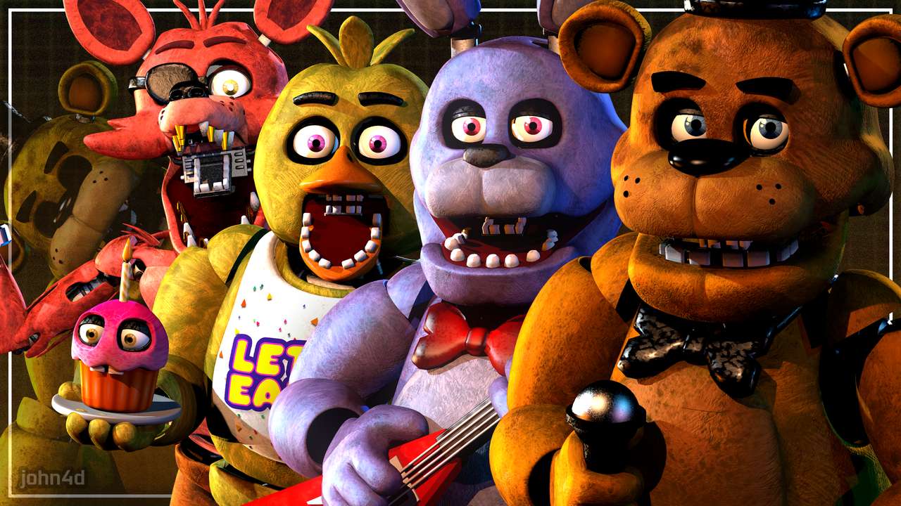 Solve Fnaf 5 - All animatronics jigsaw puzzle online with 45 pieces