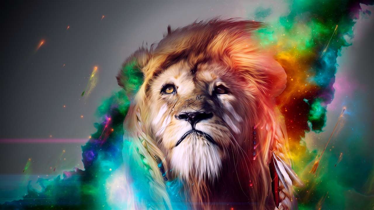 ручний малюнок лева пазл онлайн