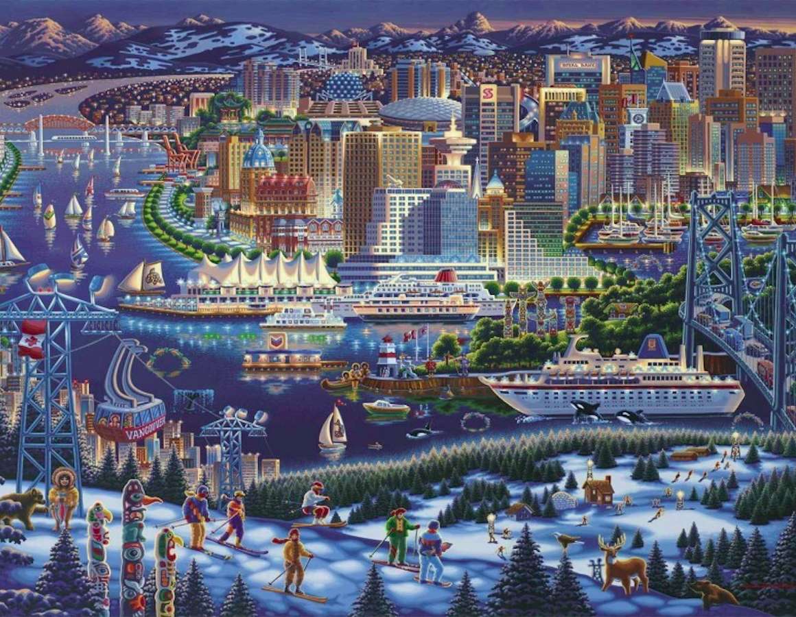 Kanada-město Vancouver v zimním období online puzzle