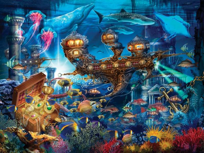 Sprookjesachtige onderwaterschatkamer legpuzzel online
