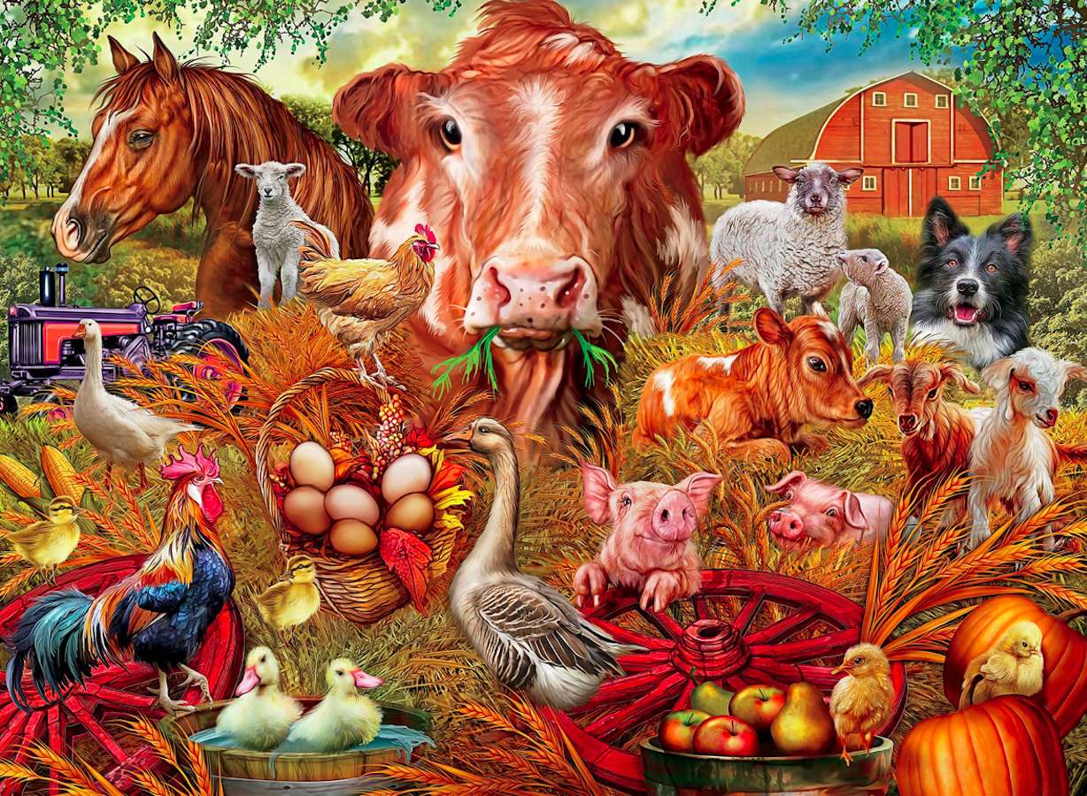 Animals living on the farm jigsaw puzzle online