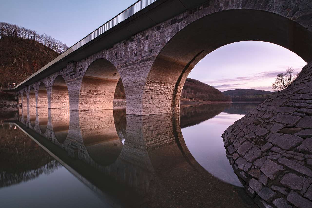 Bridge River Reflektion Vatten Arkitektur bågar pussel på nätet