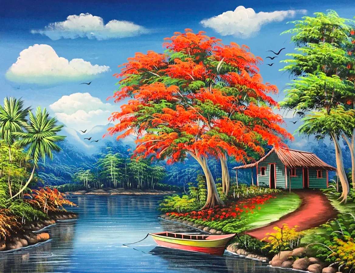 Un cottage solitario sulla laguna, la bellezza è incredibile puzzle online
