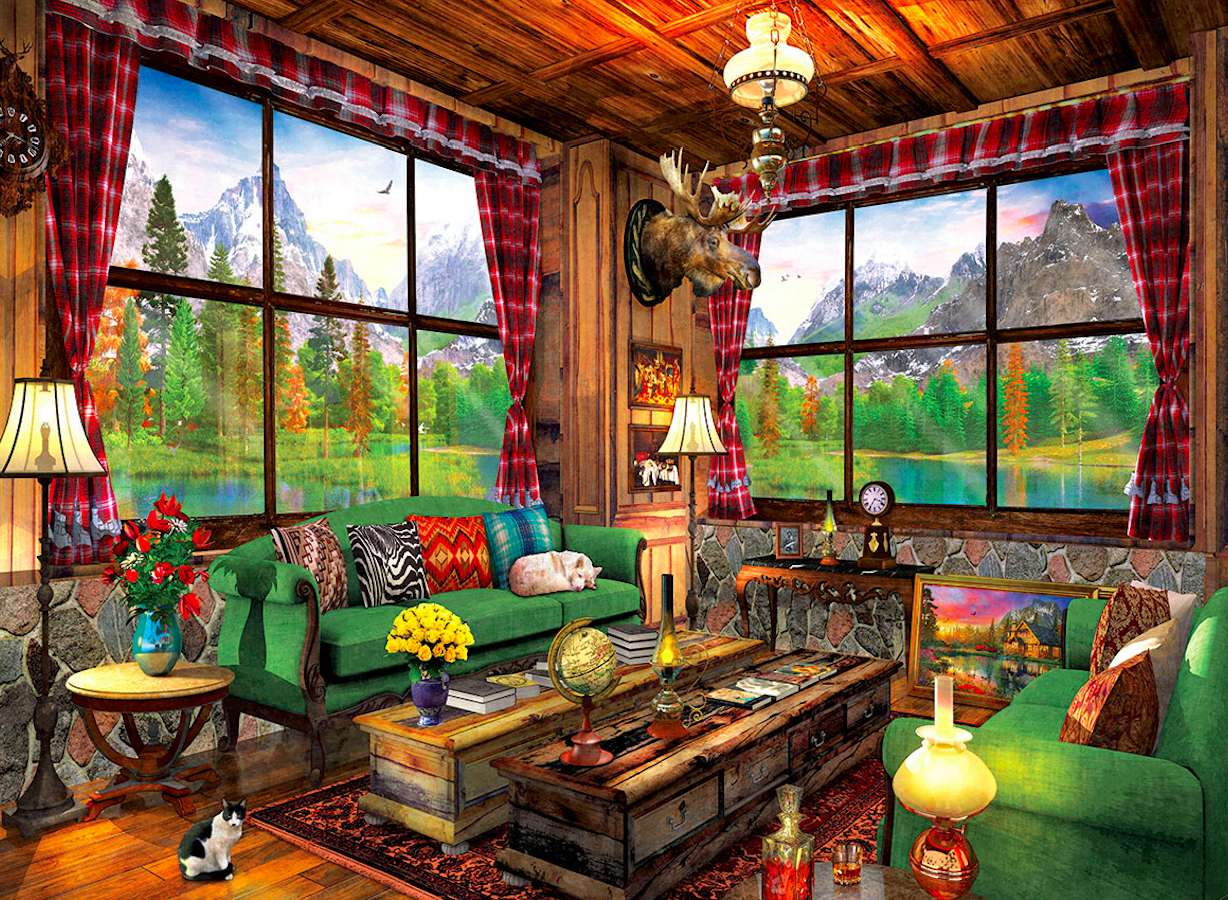 Gemütliche Lounge mit schöner Aussicht Puzzlespiel online