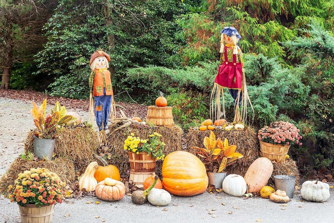 Podzimní dekorace na zahradě online puzzle