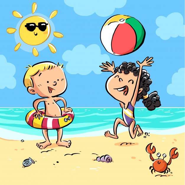 Zábavné děti na pláži online puzzle