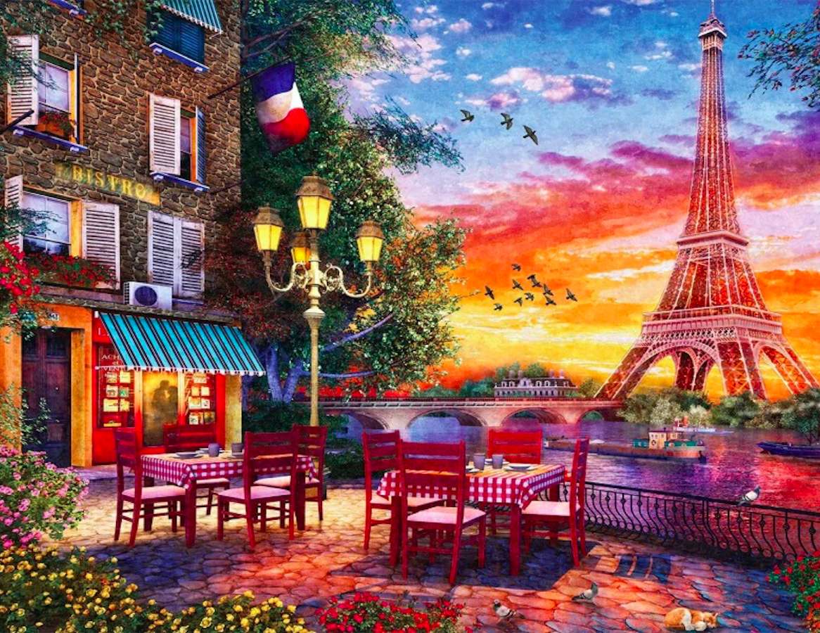 パリ - 夕暮れのカフェ オンラインパズル