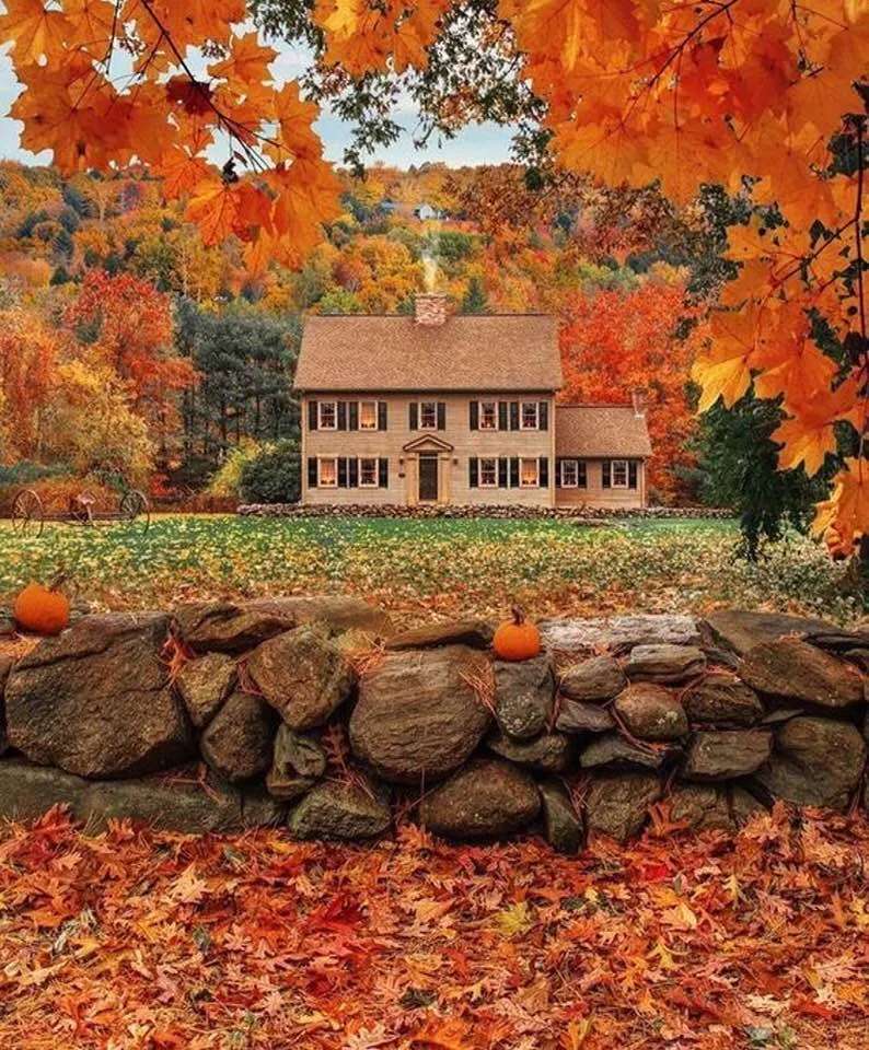 Ősz vidéken vidéki házzal online puzzle