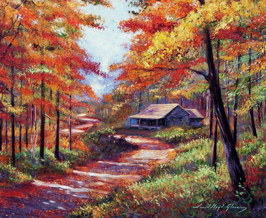 Painting Golden autumn in the countryside online puzzle