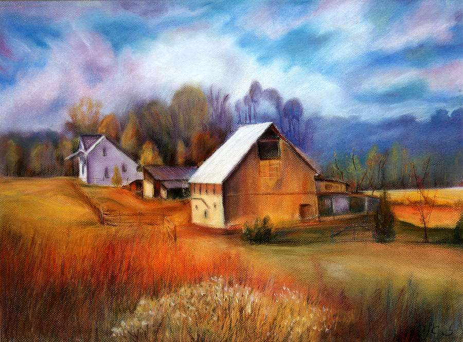 Pintura de outono no campo puzzle online