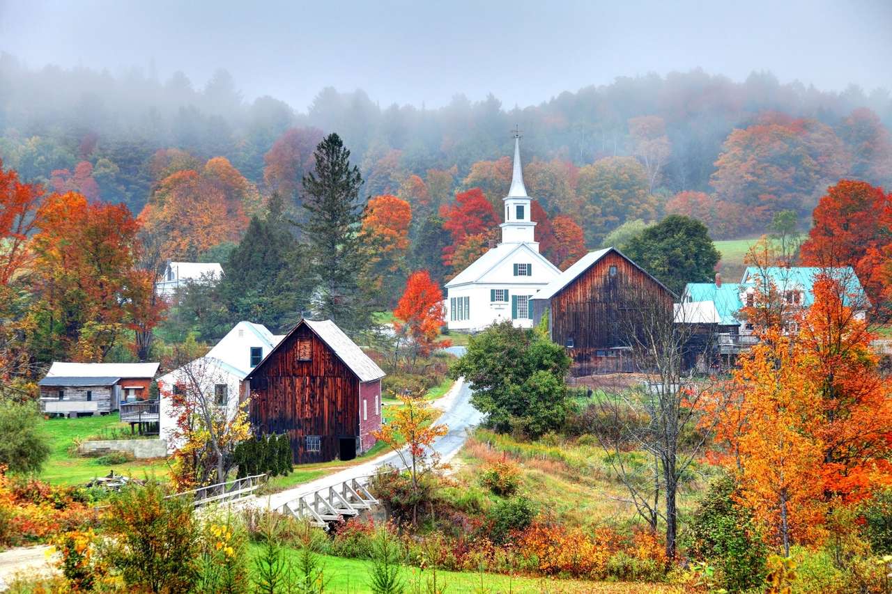 Herfst schilderen op het platteland van Vermont legpuzzel online