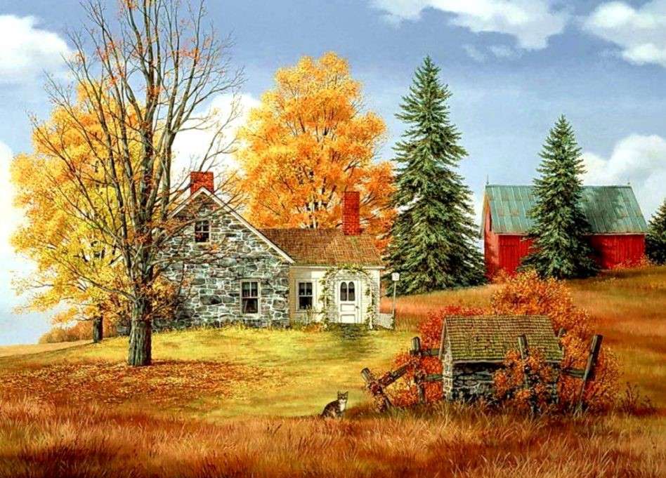 Pintar otoño en el campo rompecabezas en línea